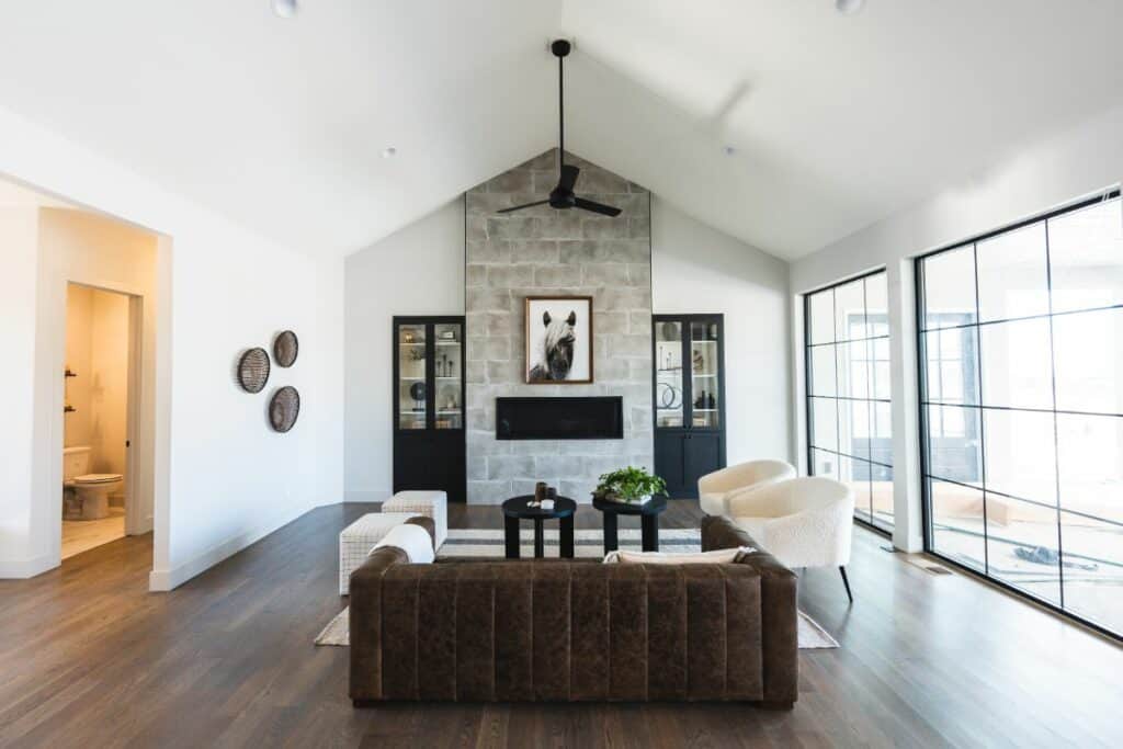 custom built home living room