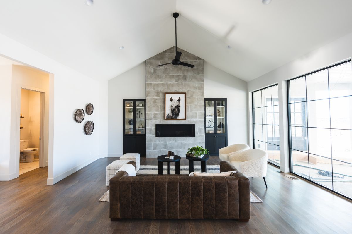 custom built home living room