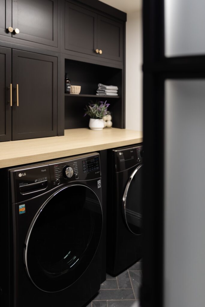 laundry room in tricorn black paint color
