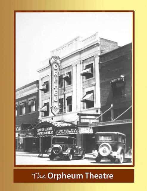 Black and white photo of the Orpheum Theatre downtown twin falls