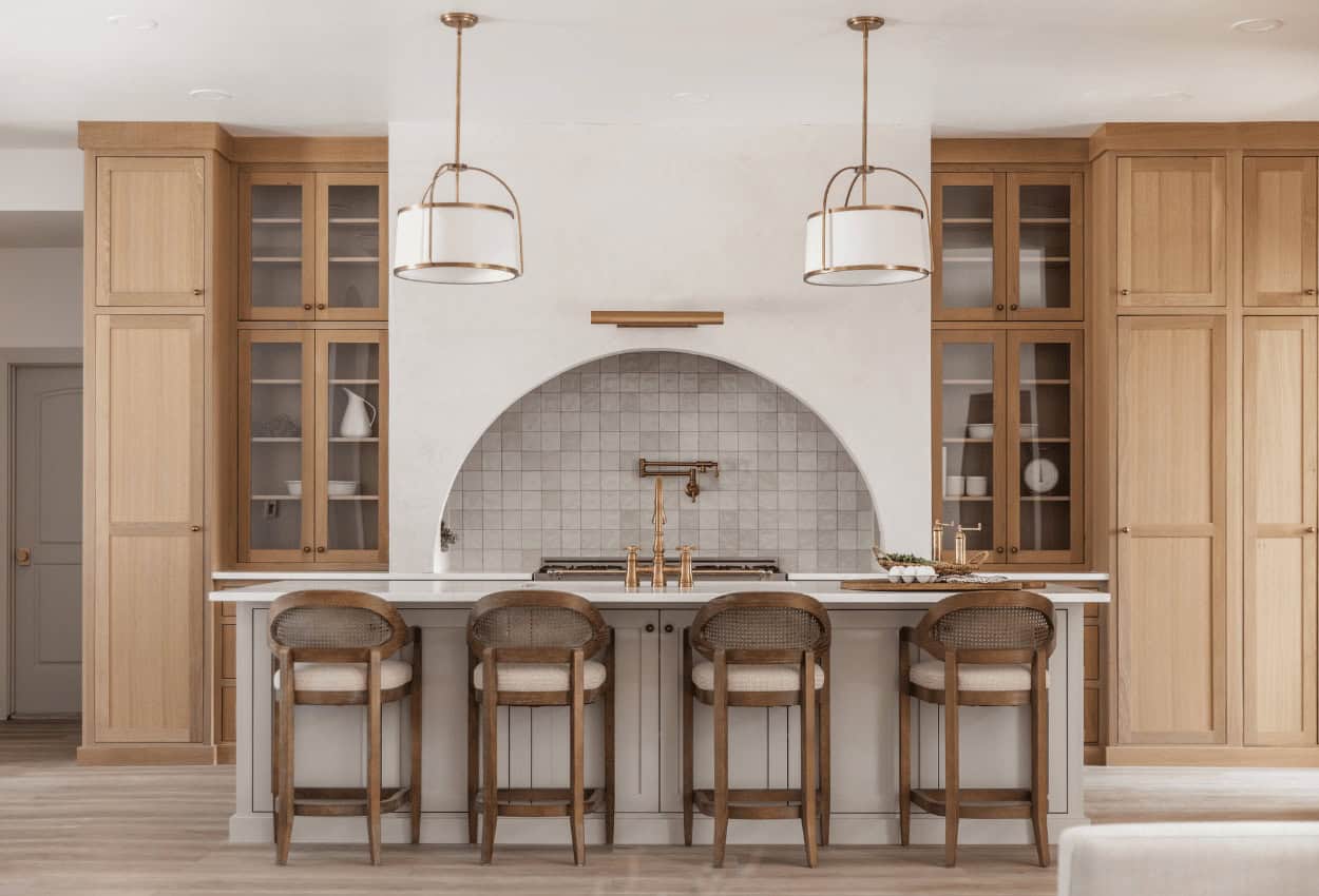 Beautiful custom kitchen island design by Meg & Co Sun Valley Idaho Custom Home Builders.